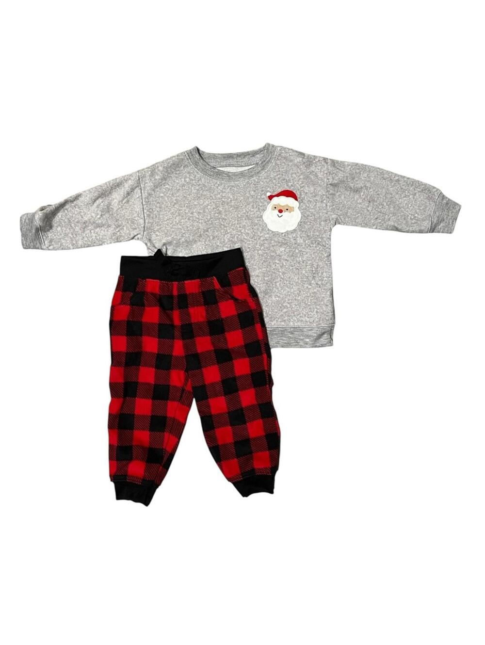 Carter’s Just One You Baby Christmas Outfit | 12M Santa Sweatshirt & Plaid Pants